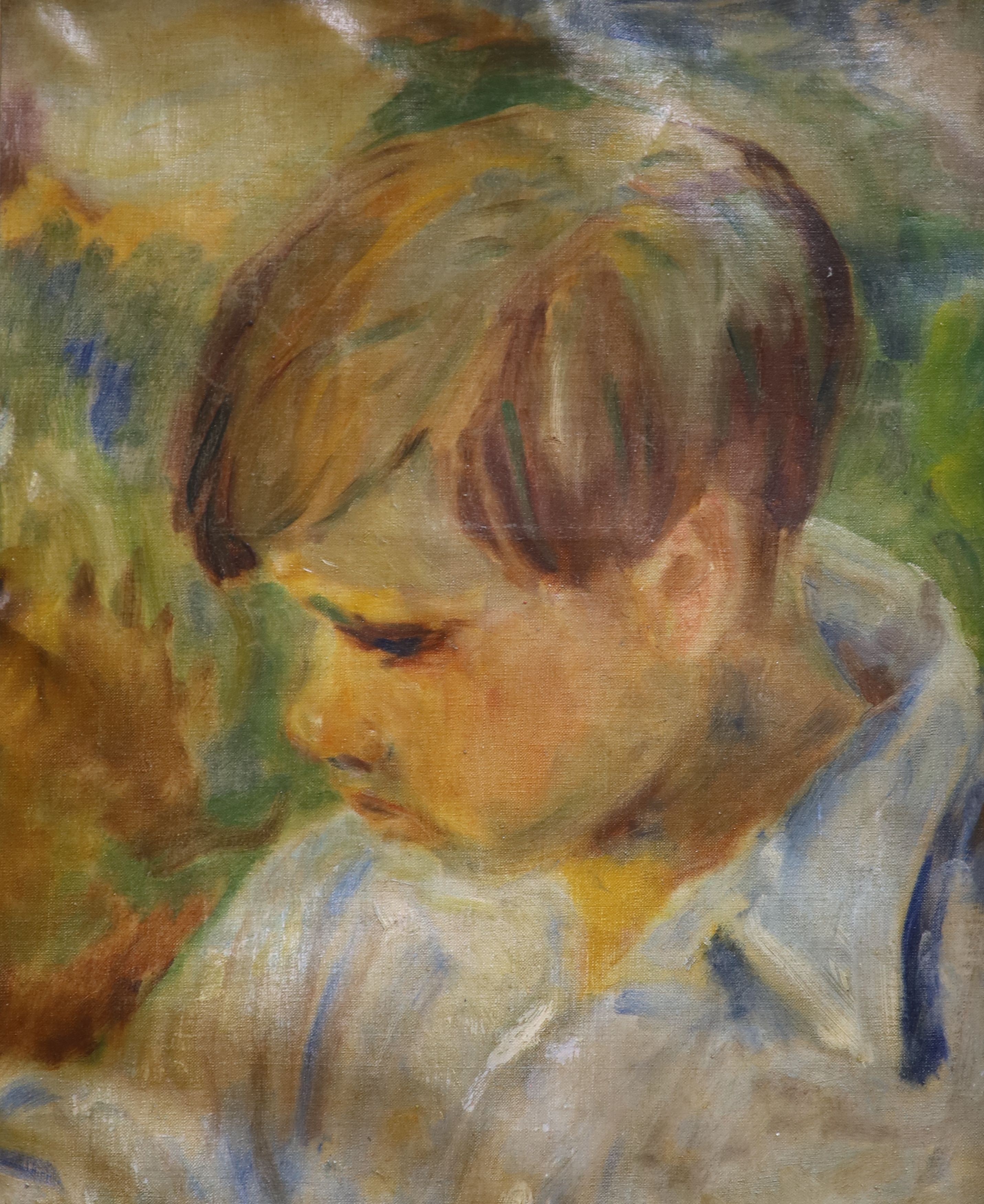 Raphael Delorme (1886-1962), Head study of a boy, Oil on canvas, 37 x 29cm.